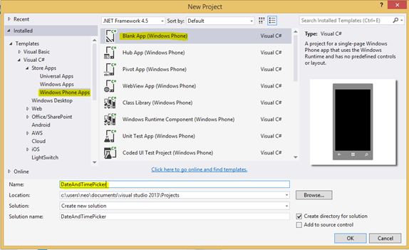 Creating Blank Windows Phone App